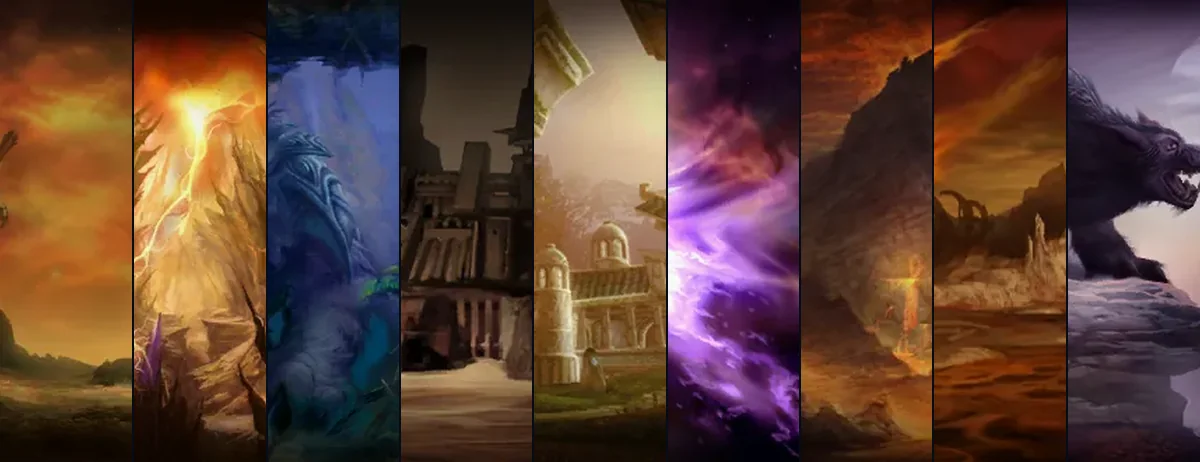 The talent tree paintings of the nine classes, from the WoW Forever client