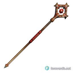 Glowing Brightwood Staff, rendered from the Forever client
