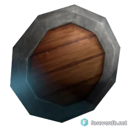Worn Wooden Buckler, rendered from the Forever client