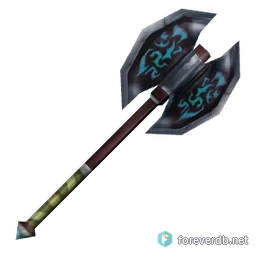 Charged Mithril Battleaxe, rendered from the Forever client