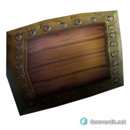 Salvaged Wooden Tower Shield, rendered from the Forever client