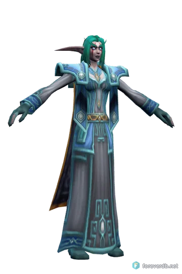 A night elf priestess rendered from the WoW Forever client