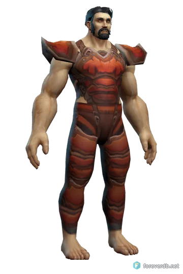 Volcanic Armor worn by a human male, rendered from the Forever client