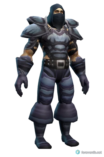 Shadowcraft Armor worn by a human male, rendered from the Forever client