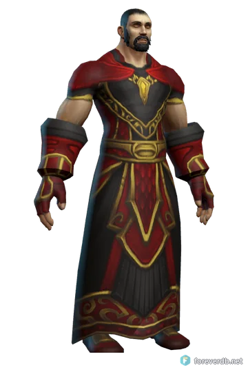 Fireleaf Vestments worn by a human male, rendered from the Forever client