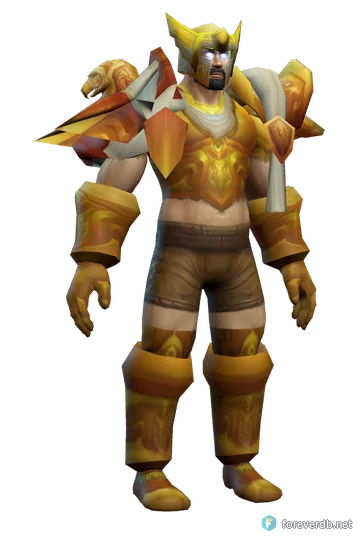 Warlord's Aegis worn by a human male, rendered from the Forever client