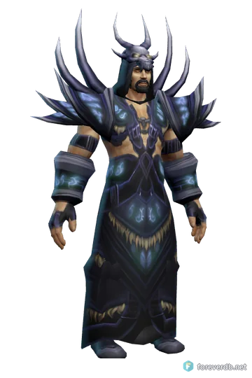 Warlord's Regalia worn by a human male, rendered from the Forever client