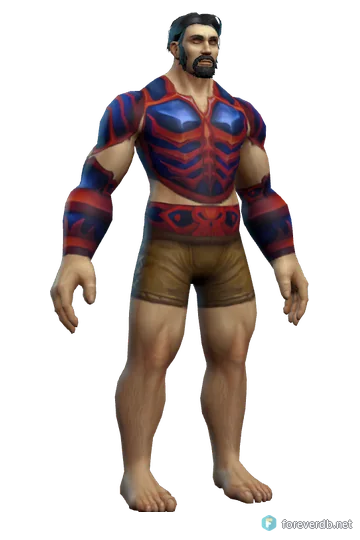 Vindicator's Battlegear worn by a human male, rendered from the Forever client