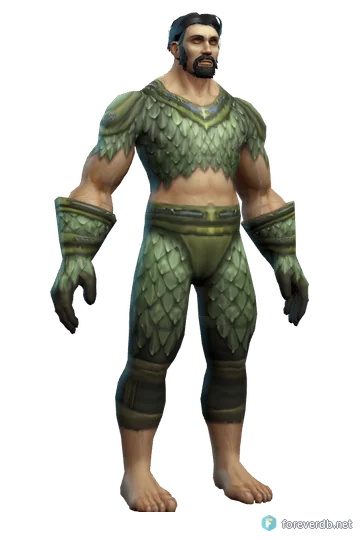 Green Dragon Mail worn by a human male, rendered from the Forever client