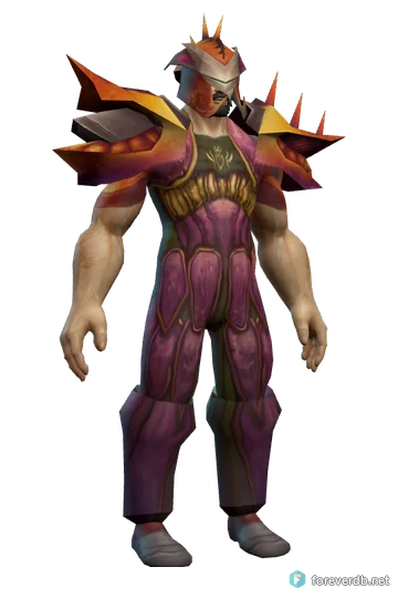Avenger's Battlegear worn by a human male, rendered from the Forever client