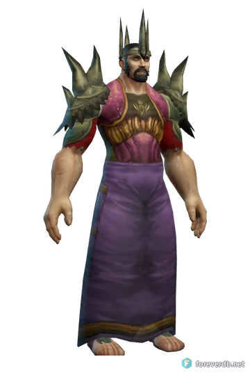 Garments of the Oracle worn by a human male, rendered from the Forever client