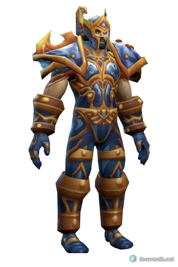 Battlegear of Heroism worn by a human male, rendered from the Forever client