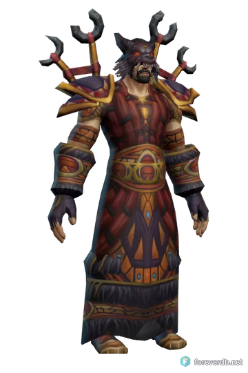 The Five Thunders worn by a human male, rendered from the Forever client