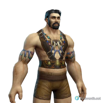 Ceremonial Leather Harness worn by a human male, rendered from the Forever client