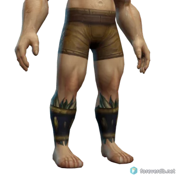 Ceremonial Leather Ankleguards worn by a human male, rendered from the Forever client