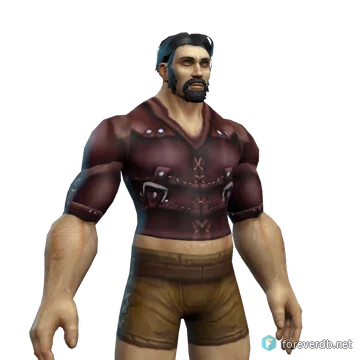 Cured Leather Armor worn by a human male, rendered from the Forever client