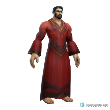Red Linen Robe worn by a human male, rendered from the Forever client