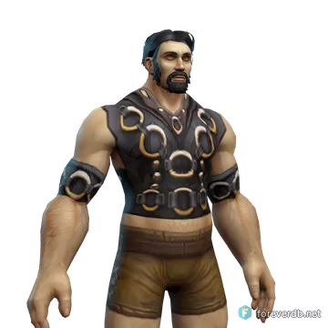 Wicked Leather Armor worn by a human male, rendered from the Forever client