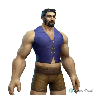 Blue Linen Vest worn by a human male, rendered from the Forever client