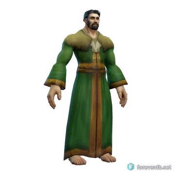 Green Woolen Robe worn by a human male, rendered from the Forever client