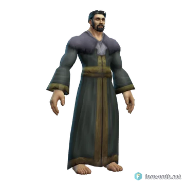 Gray Woolen Robe worn by a human male, rendered from the Forever client