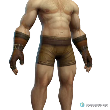 Heavy Earthen Gloves worn by a human male, rendered from the Forever client