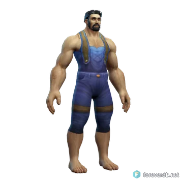 Blue Overalls worn by a human male, rendered from the Forever client