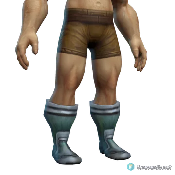 Silverrune Greaves worn by a human male, rendered from the Forever client