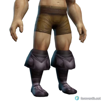 Chromite Greaves worn by a human male, rendered from the Forever client