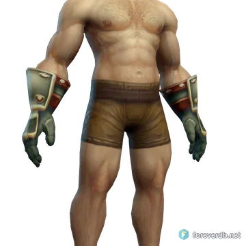 Warbringer's Gauntlets worn by a human male, rendered from the Forever client