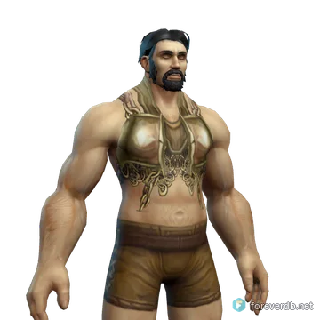 Barbaric Iron Breastplate worn by a human male, rendered from the Forever client