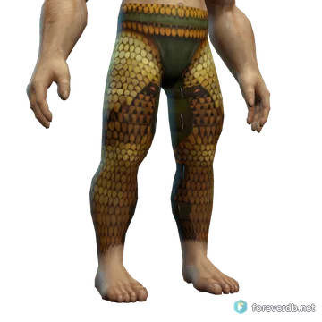 Lambent Scale Legguards worn by a human male, rendered from the Forever client