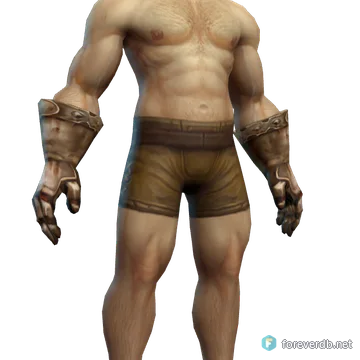 Barbaric Iron Gloves worn by a human male, rendered from the Forever client