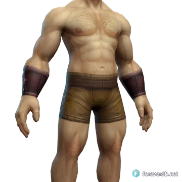 Cured Leather Bracers worn by a human male, rendered from the Forever client