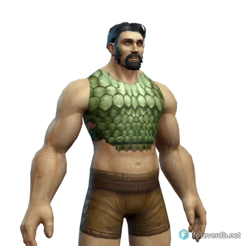 Turtle Scale Breastplate worn by a human male, rendered from the Forever client