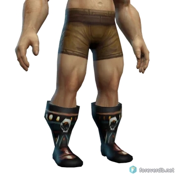 Tough Scorpid Boots worn by a human male, rendered from the Forever client