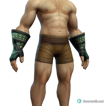 Jangdor's Handcrafted Gloves worn by a human male, rendered from the Forever client