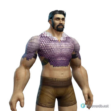 Violet Scale Armor worn by a human male, rendered from the Forever client