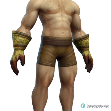 Burnished Gloves worn by a human male, rendered from the Forever client