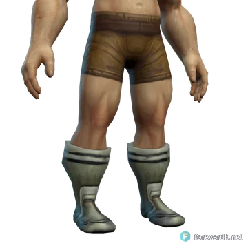 Impenetrable Sabatons worn by a human male, rendered from the Forever client