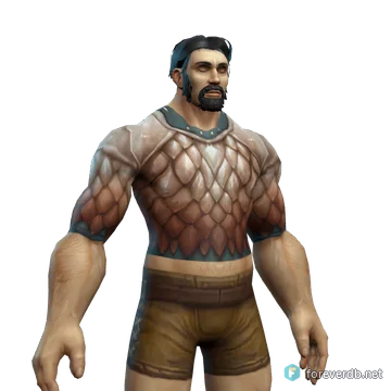 Mutant Scale Breastplate worn by a human male, rendered from the Forever client