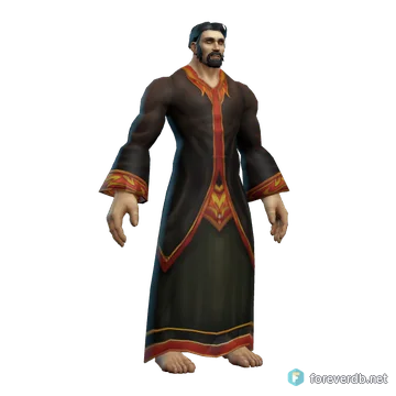 Doomsayer's Robe worn by a human male, rendered from the Forever client