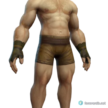 Dirty Leather Gloves worn by a human male, rendered from the Forever client