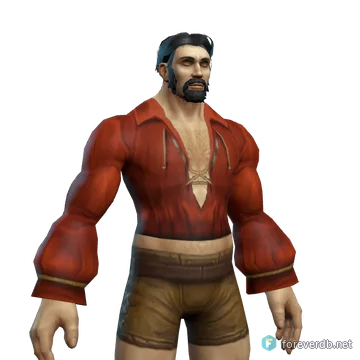 Red Swashbuckler's Shirt worn by a human male, rendered from the Forever client