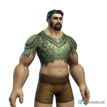 Peto de escamas de dragón verde, renderizado con el cliente de Forever
