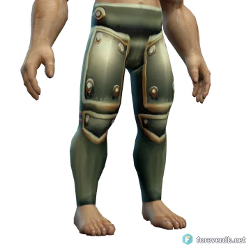 Warbringer's Legguards worn by a human male, rendered from the Forever client