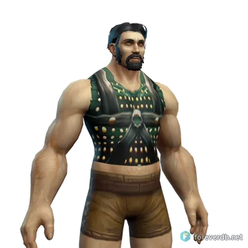 Serpentskin Armor worn by a human male, rendered from the Forever client