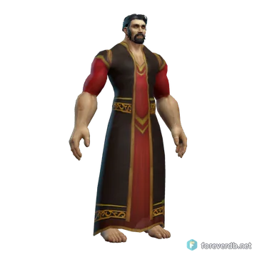 Enchanted Gold Bloodrobe worn by a human male, rendered from the Forever client