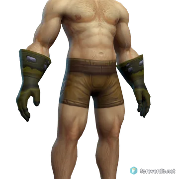 Witherseed Gloves worn by a human male, rendered from the Forever client