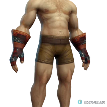 Brutal Gauntlets worn by a human male, rendered from the Forever client